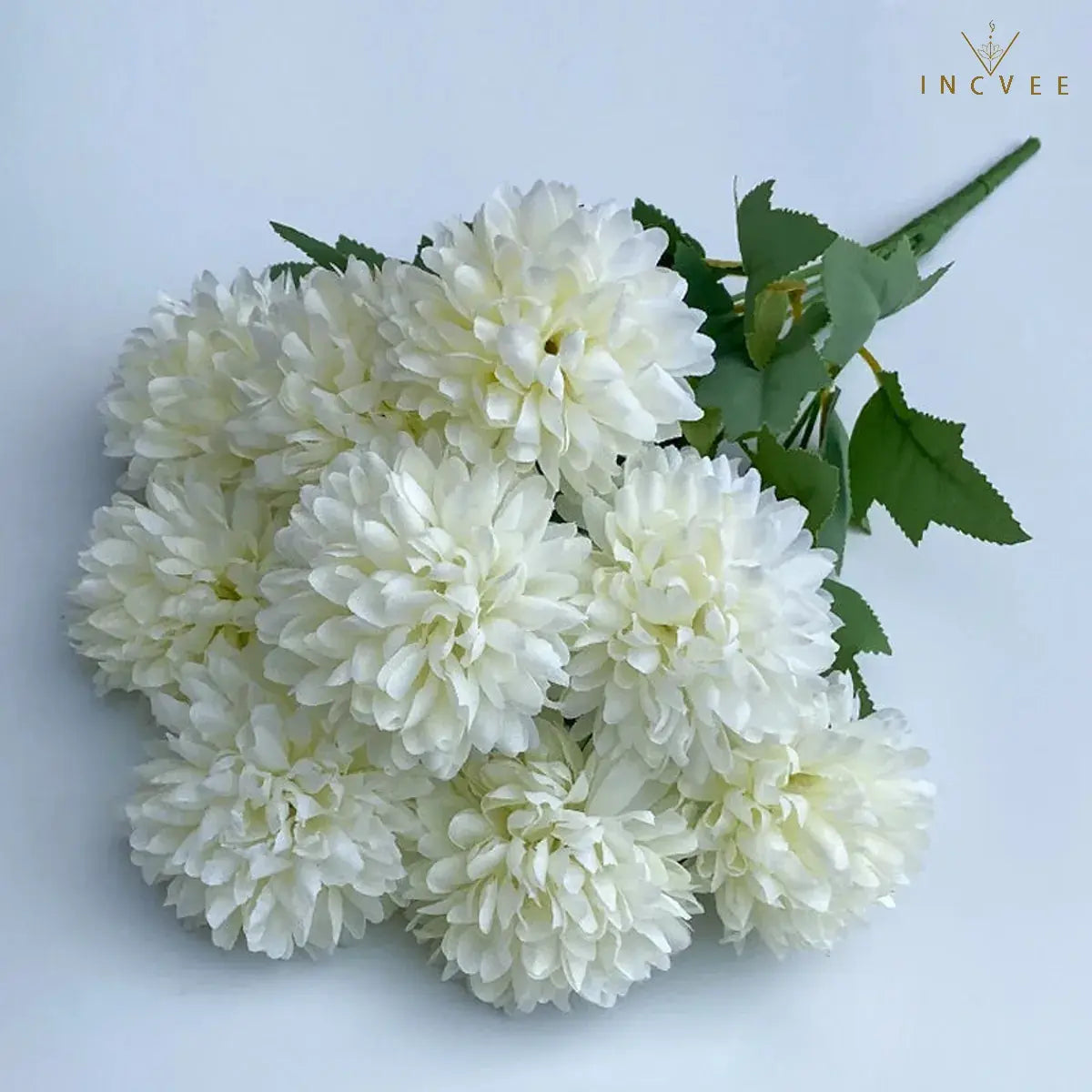 Seidenchrysanthemenstrauß mit 9 Köpfen – Lebendige, mehrfarbige Blumendekoration, weicher Griff, 42 cm