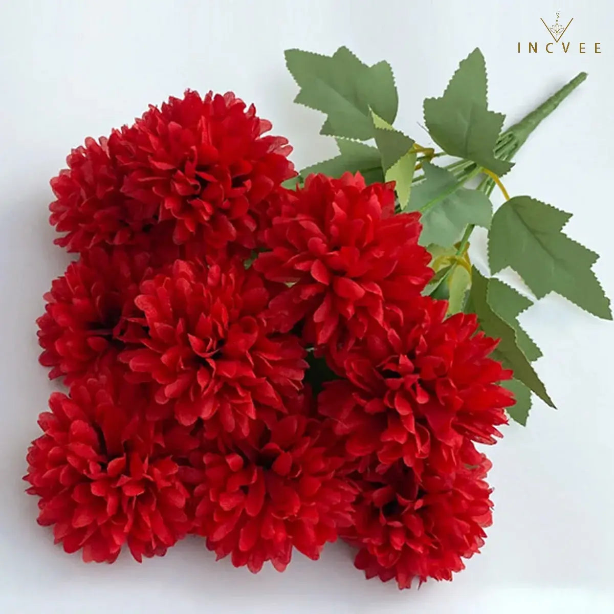 Seidenchrysanthemenstrauß mit 9 Köpfen – Lebendige, mehrfarbige Blumendekoration, weicher Griff, 42 cm