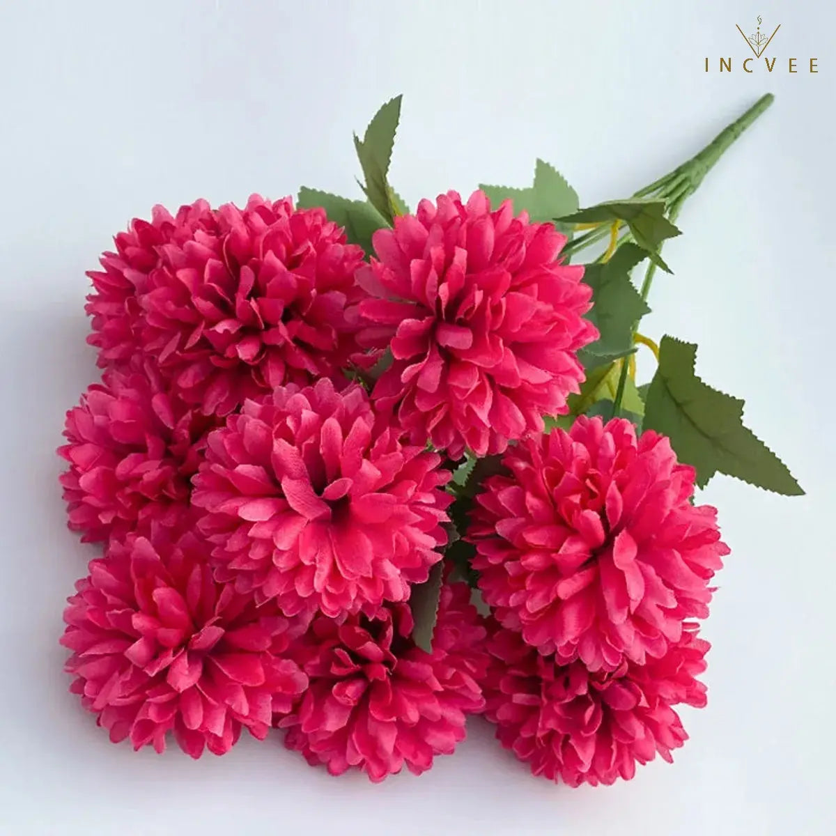 Seidenchrysanthemenstrauß mit 9 Köpfen – Lebendige, mehrfarbige Blumendekoration, weicher Griff, 42 cm