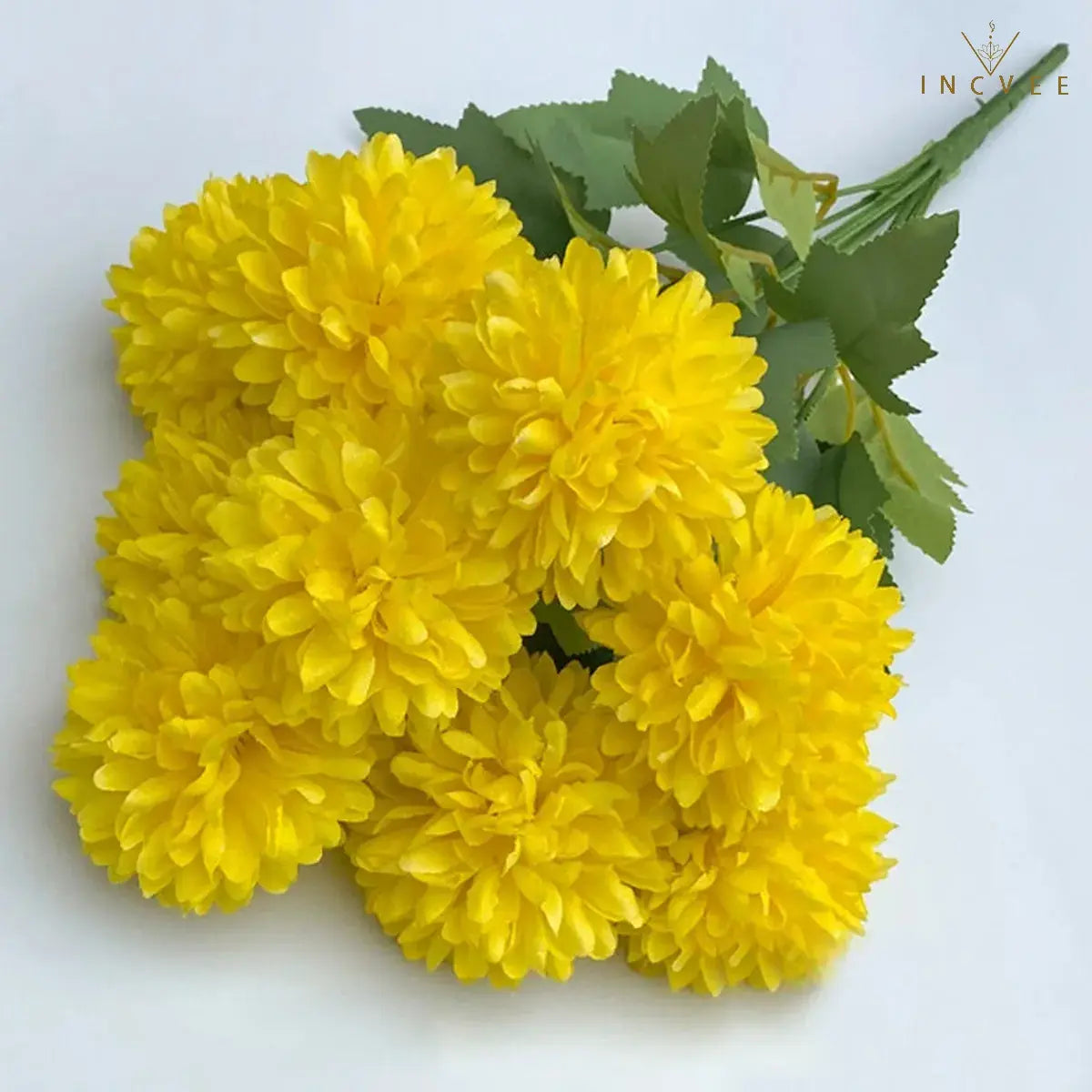Seidenchrysanthemenstrauß mit 9 Köpfen – Lebendige, mehrfarbige Blumendekoration, weicher Griff, 42 cm