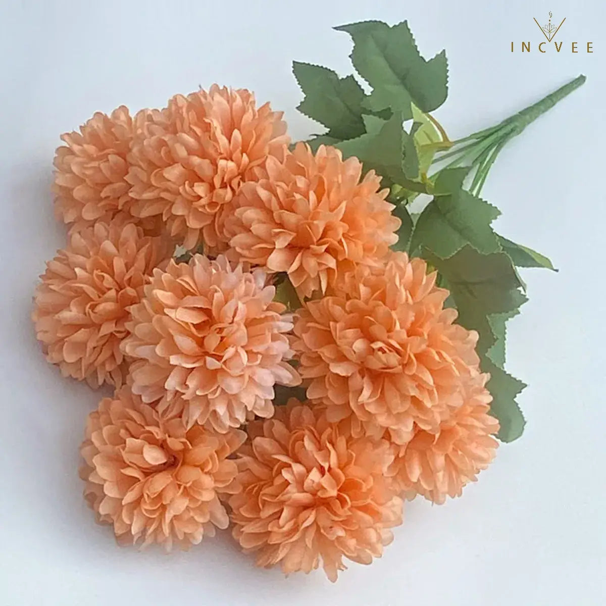 Seidenchrysanthemenstrauß mit 9 Köpfen – Lebendige, mehrfarbige Blumendekoration, weicher Griff, 42 cm