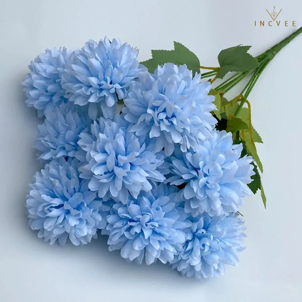Seidenchrysanthemenstrauß mit 9 Köpfen – Lebendige, mehrfarbige Blumendekoration, weicher Griff, 42 cm