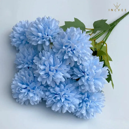 Seidenchrysanthemenstrauß mit 9 Köpfen – Lebendige, mehrfarbige Blumendekoration, weicher Griff, 42 cm
