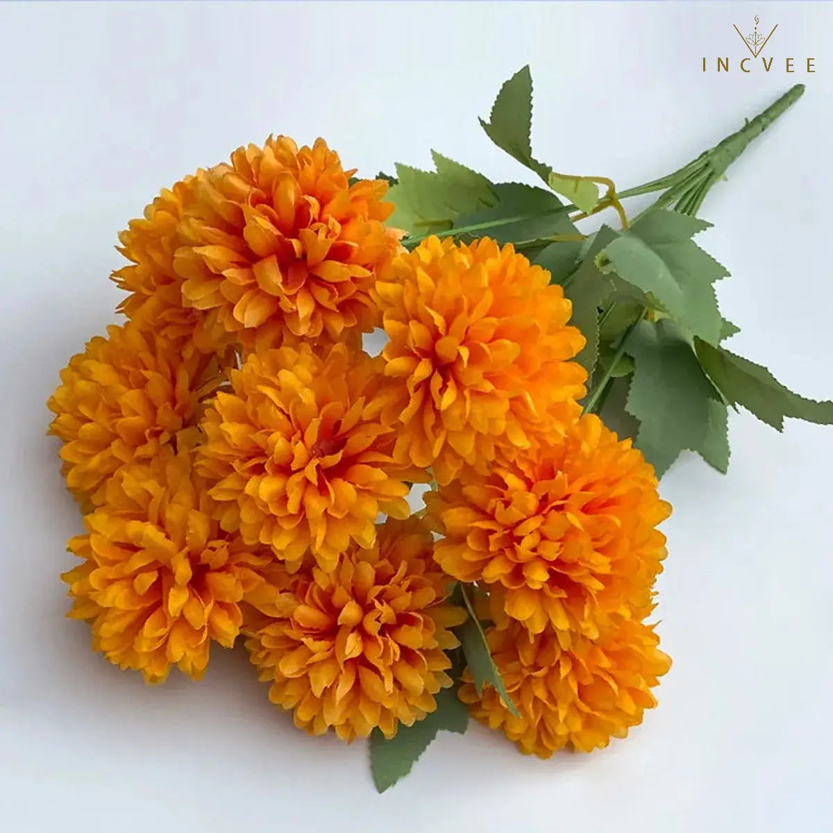 Seidenchrysanthemenstrauß mit 9 Köpfen – Lebendige, mehrfarbige Blumendekoration, weicher Griff, 42 cm