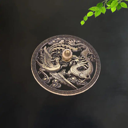 Lucky Feng Shui Mini Three-Legged Incense Burner - Chinese Dragon Phoenix Design