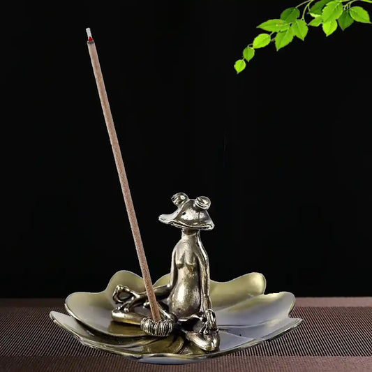 Alloy Frog Lotus Incense Holder - Zen Meditation Home Decor