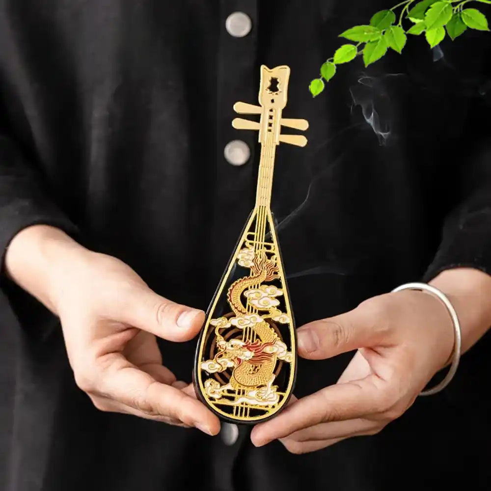 Alloy Mini Pipa Incense Burner for Home Office Decoration