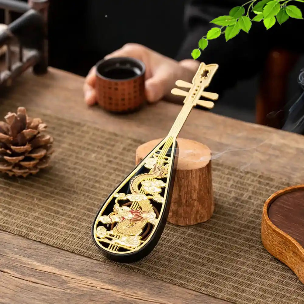 Alloy Mini Pipa Incense Burner for Home Office Decoration