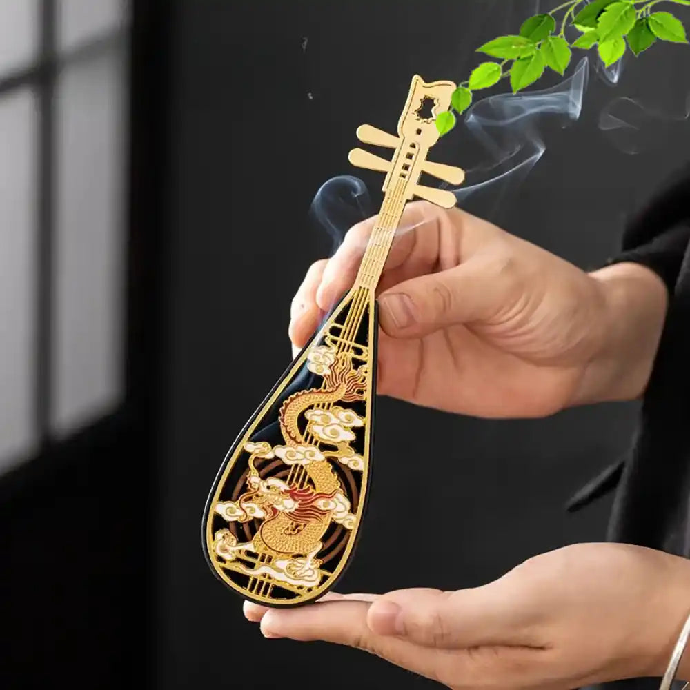 Alloy Mini Pipa Incense Burner for Home Office Decoration