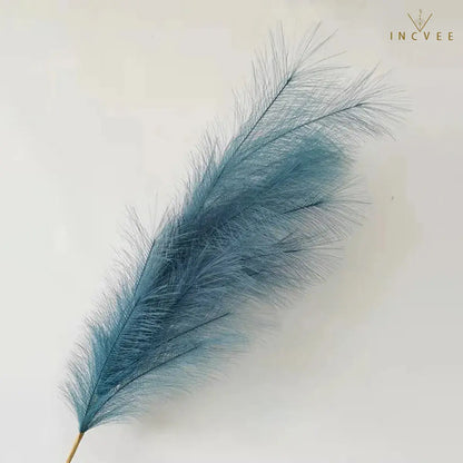 97cm Boho Chic Faux Pampas Grass - No-Shed Fluffy Plume, Warm Timeless Sanctuary, 9-Fork, 38" Single Stem