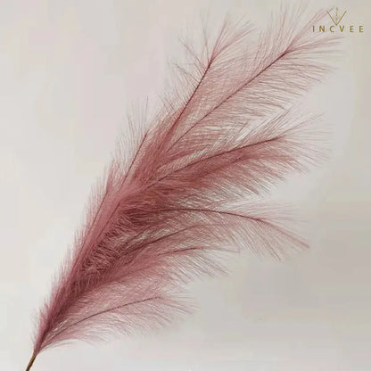 97cm Boho Chic Faux Pampas Grass - No-Shed Fluffy Plume, Warm Timeless Sanctuary, 9-Fork, 38" Single Stem