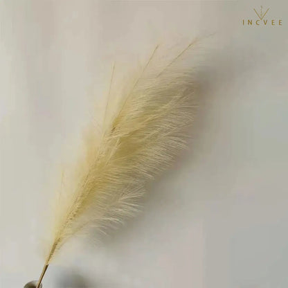 97cm Boho Chic Faux Pampas Grass - No-Shed Fluffy Plume, Warm Timeless Sanctuary, 9-Fork, 38" Single Stem