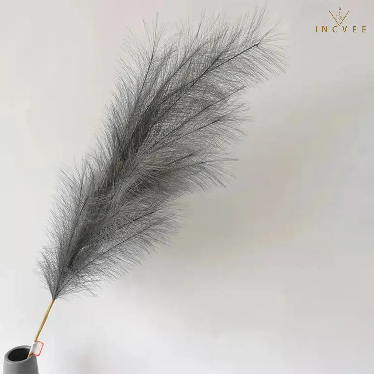 97cm Boho Chic Faux Pampas Grass - No-Shed Fluffy Plume, Warm Timeless Sanctuary, 9-Fork, 38" Single Stem