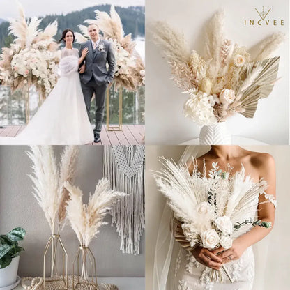97cm Boho Chic Faux Pampas Grass - No-Shed Fluffy Plume, Warm Timeless Sanctuary, 9-Fork, 38" Single Stem