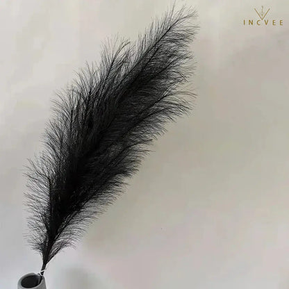97cm Boho Chic Faux Pampas Grass - No-Shed Fluffy Plume, Warm Timeless Sanctuary, 9-Fork, 38" Single Stem