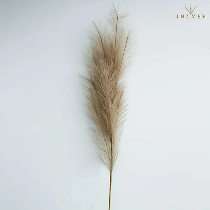 97cm Boho Chic Faux Pampas Grass - No-Shed Fluffy Plume, Warm Timeless Sanctuary, 9-Fork, 38" Single Stem