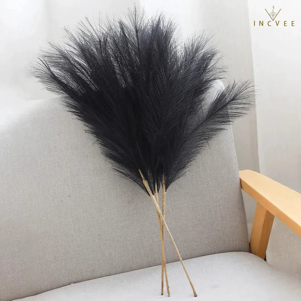 97cm Boho Chic Faux Pampas Grass - No-Shed Fluffy Plume, Warm Timeless Sanctuary, 9-Fork, 38" Single Stem