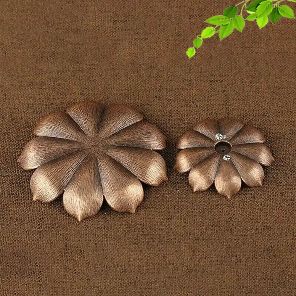 Bronze Alloy Lotus Base Incense Holder - Yoga Incense Tray Home Decor