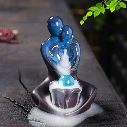 Ceramic Couple Hug Backflow Incense Burner - Incense Waterfall Love Statue