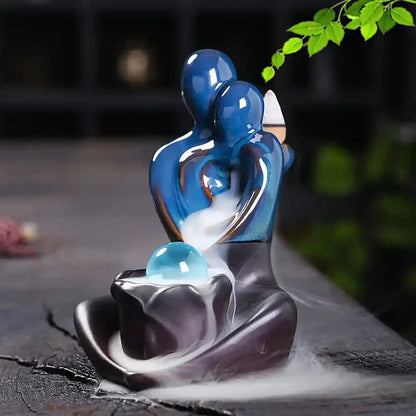 Ceramic Couple Hug Backflow Incense Burner - Incense Waterfall Love Statue