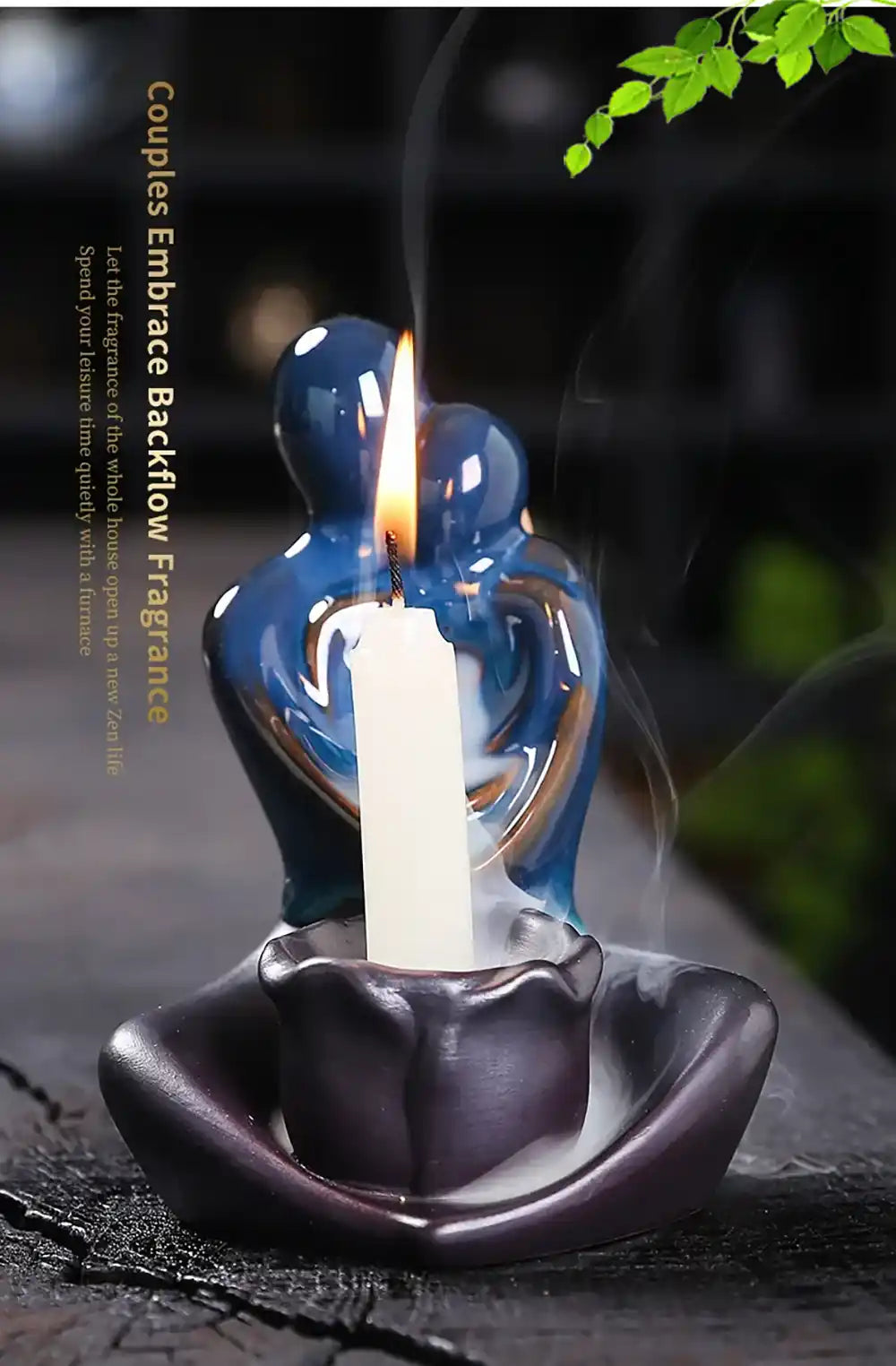 Ceramic Couple Hug Backflow Incense Burner - Incense Waterfall Love Statue