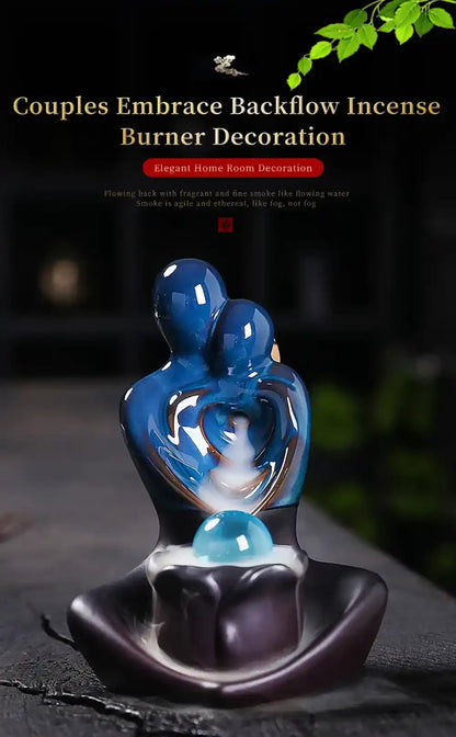 Ceramic Couple Hug Backflow Incense Burner - Incense Waterfall Love Statue