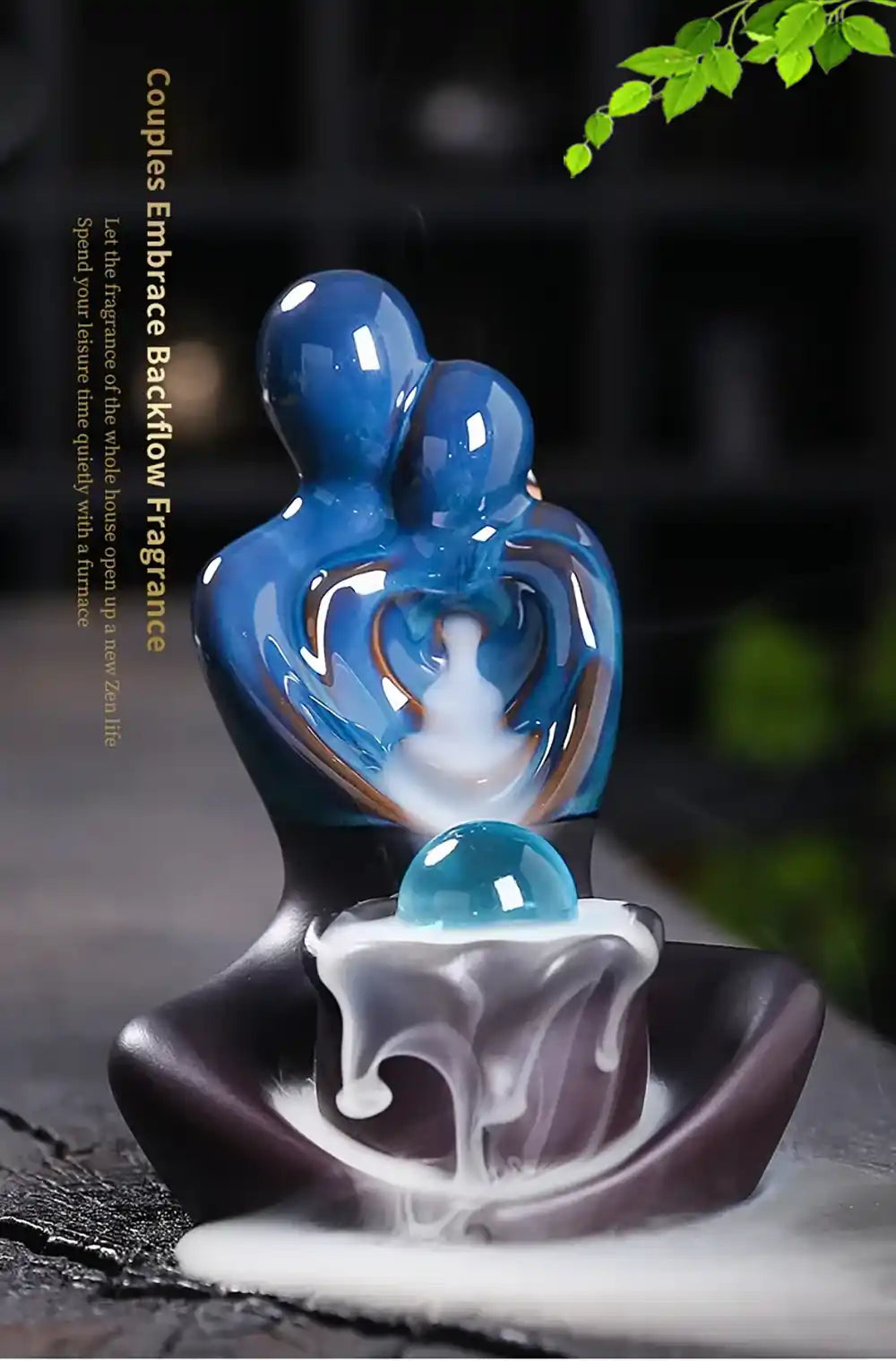 Ceramic Couple Hug Backflow Incense Burner - Incense Waterfall Love Statue