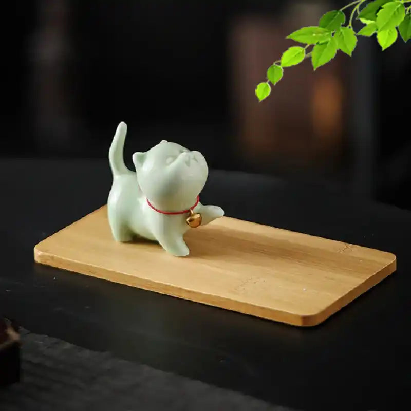 Ceramic Cute Cat Incense Holder - Japanese Style Mini Lovely Cat Incense Stick Burner