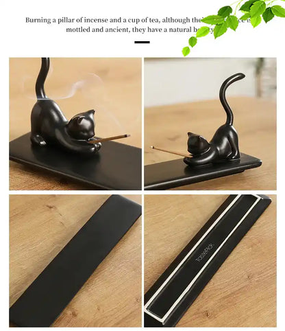 Ceramic Cute Cat Rabbit Incense Holder - Japanese Style Lovely Incense Stick Burner