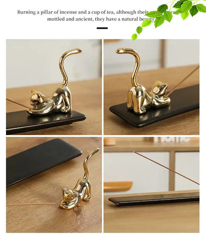 Ceramic Cute Cat Rabbit Incense Holder - Japanese Style Lovely Incense Stick Burner