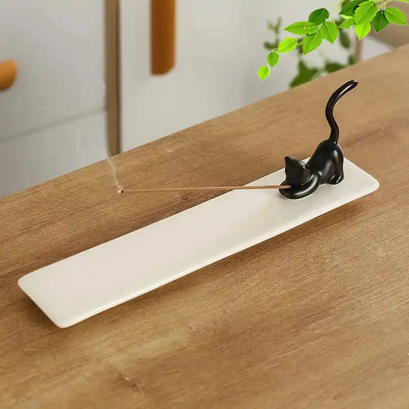 Ceramic Cute Cat Rabbit Incense Holder - Japanese Style Lovely Incense Stick Burner