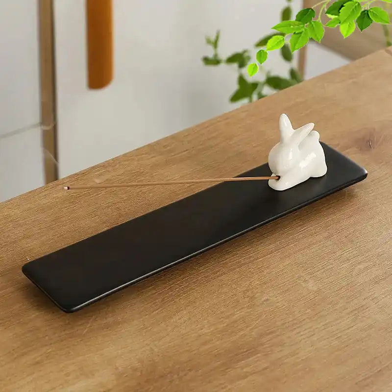 Ceramic Cute Cat Rabbit Incense Holder - Japanese Style Lovely Incense Stick Burner