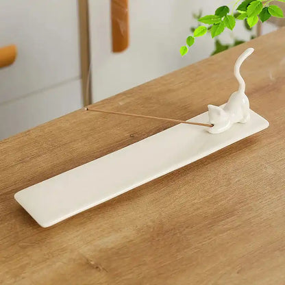 Ceramic Cute Cat Rabbit Incense Holder - Japanese Style Lovely Incense Stick Burner