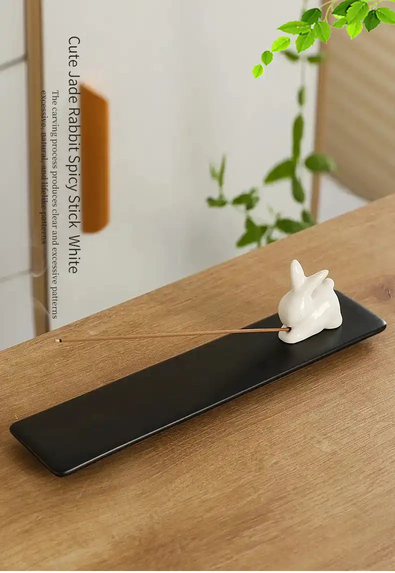 Ceramic Cute Cat Rabbit Incense Holder - Japanese Style Lovely Incense Stick Burner