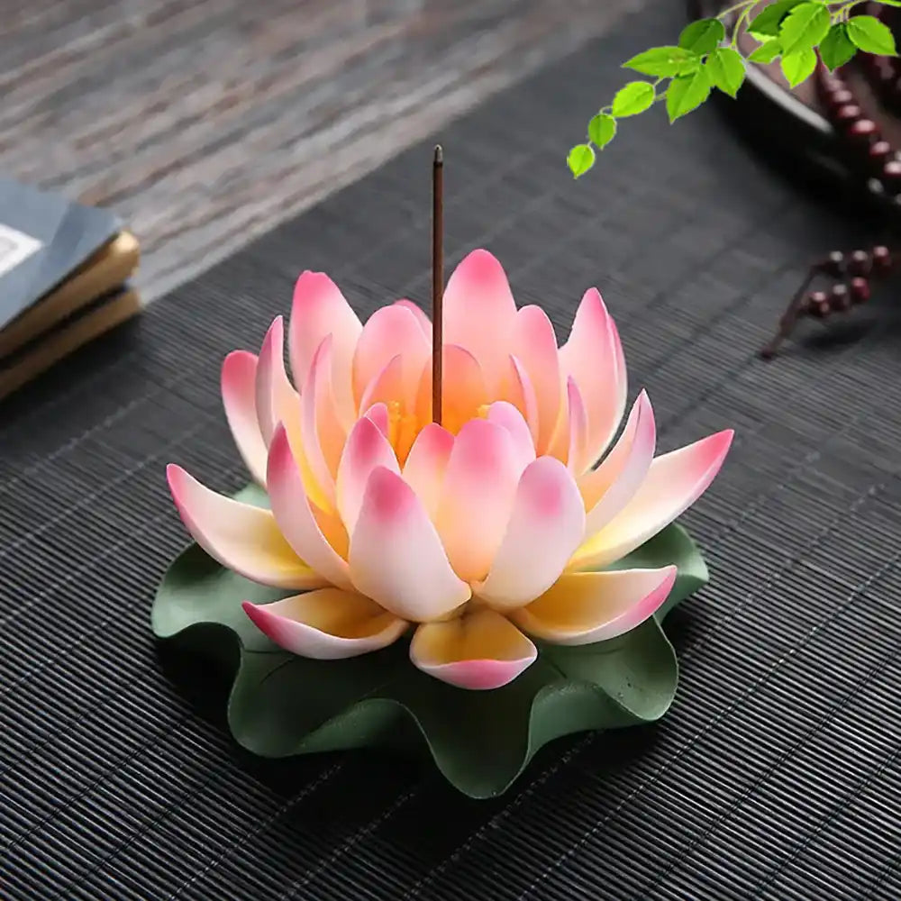 showcasing Handmade Ceramic Lotus Flower Incense Holder