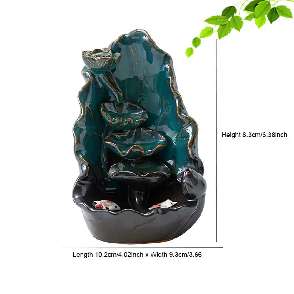 Ceramic Lotus Leaf Backflow Incense Burner - Artistic Conception Handicrafts