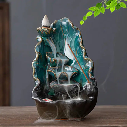 Ceramic Lotus Leaf Backflow Incense Burner - Artistic Conception Handicrafts