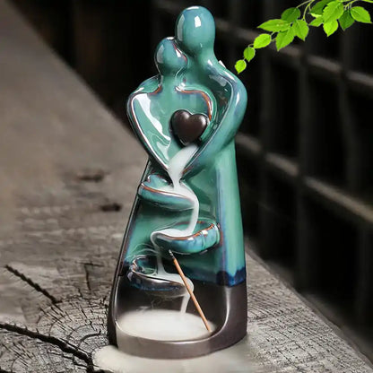 Ceramic Love Statue Backflow Incense Burner - Incense Waterfall Couple Hug