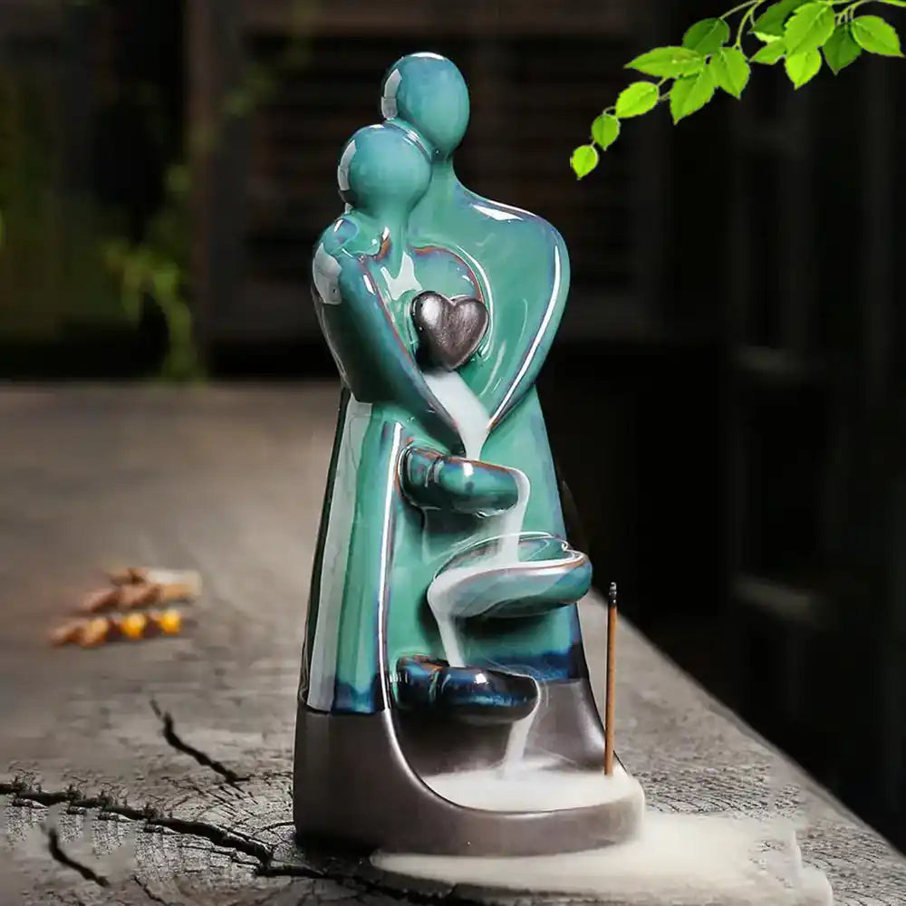 Ceramic Love Statue Backflow Incense Burner - Incense Waterfall Couple Hug