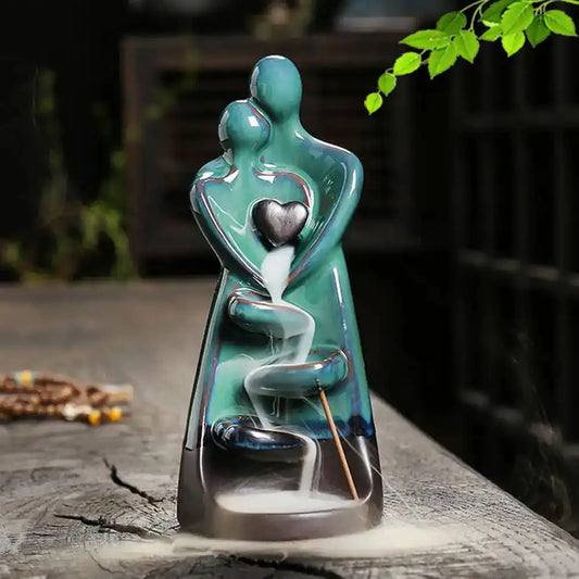 Ceramic Love Statue Backflow Incense Burner - Incense Waterfall Couple Hug