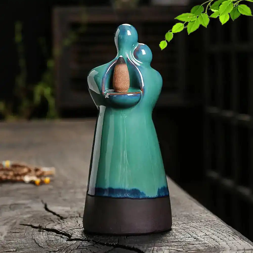 Ceramic Love Statue Backflow Incense Burner - Incense Waterfall Couple Hug