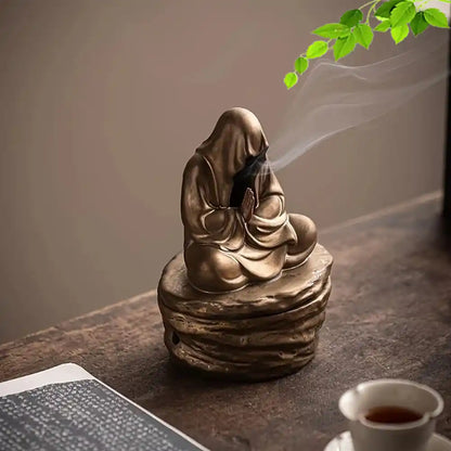 Ceramic Meditation Formless Monk Incense Burner - Tearoom Yoga Zen Decor