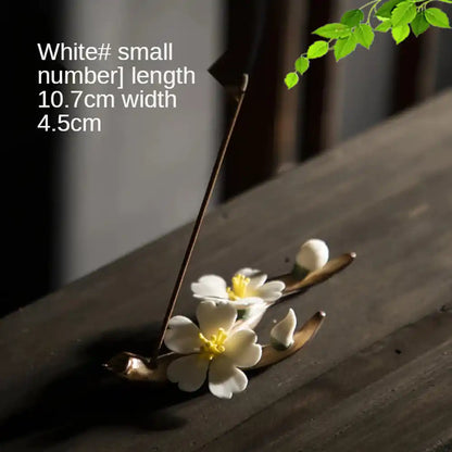 Ceramic Plum Blossom Incense Holder - Pure Handmade Tea Ceremony Decoration