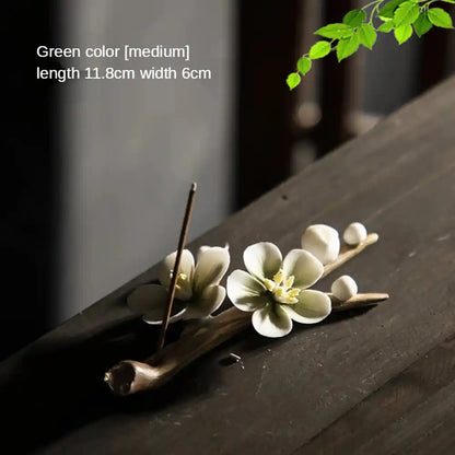 Ceramic Plum Blossom Incense Holder - Pure Handmade Tea Ceremony Decoration