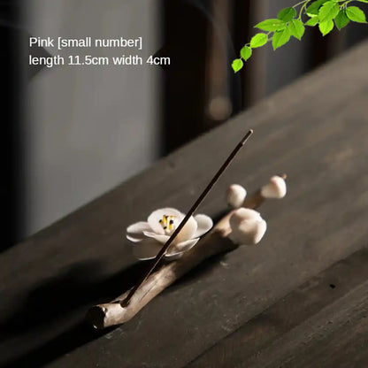 Ceramic Plum Blossom Incense Holder - Pure Handmade Tea Ceremony Decoration