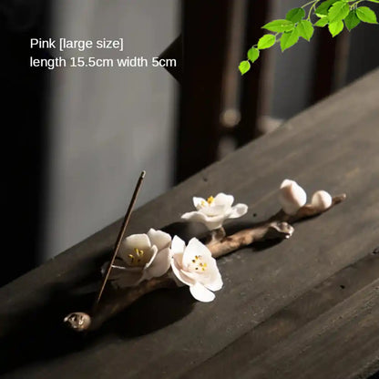 Ceramic Plum Blossom Incense Holder - Pure Handmade Tea Ceremony Decoration