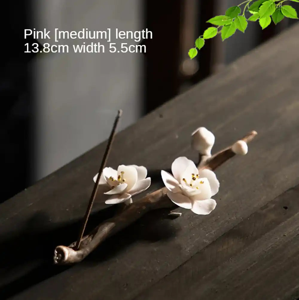 Ceramic Plum Blossom Incense Holder - Pure Handmade Tea Ceremony Decoration