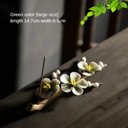 Ceramic Plum Blossom Incense Holder - Pure Handmade Tea Ceremony Decoration