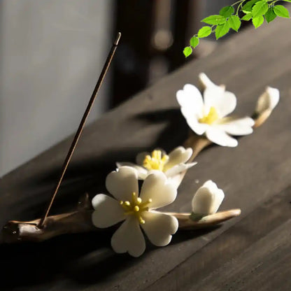 Ceramic Plum Blossom Incense Holder - Pure Handmade Tea Ceremony Decoration