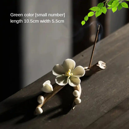 Ceramic Plum Blossom Incense Holder - Pure Handmade Tea Ceremony Decoration